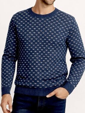 Marine Layer Nicholas Crewneck Birds Eye Jacquard Ski Sweater